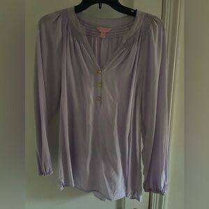 Lilly Pulitzer Elsa Silk Blouse- Size Medium- Color Lavender- EUC